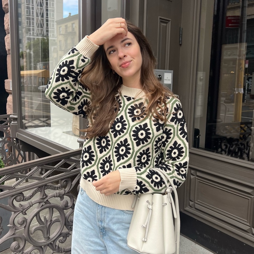 Max Mara Weekend Floral Spring Winter Cotton Sweater Luxury Green Blue White